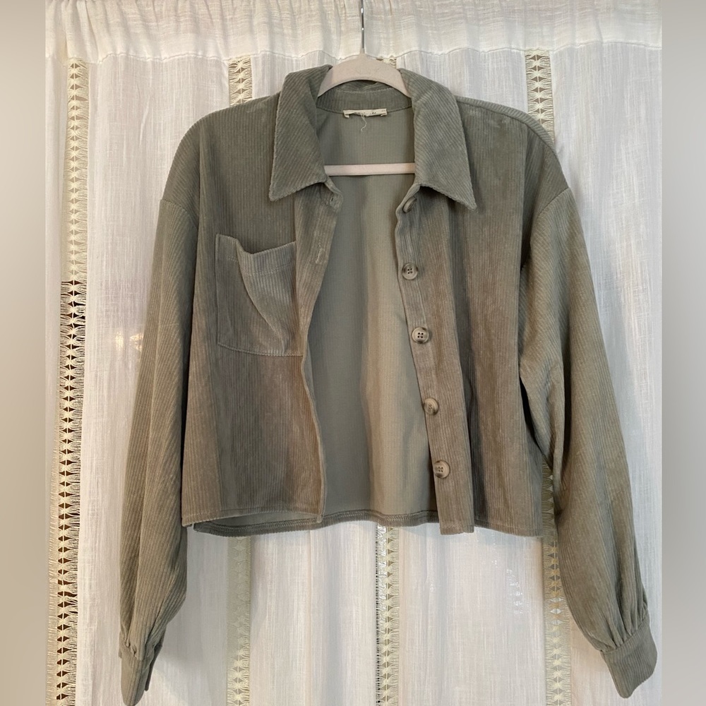 Cropped Madewell Sage Green Overshirt
